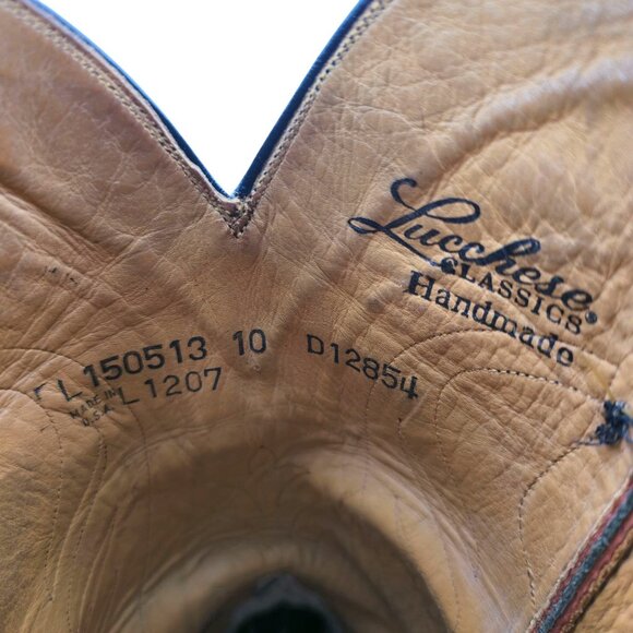 Lucchese Classics Black Cherry Goat Leather Cowboy Boots Mens 10D French Toe - Picture 6 of 14